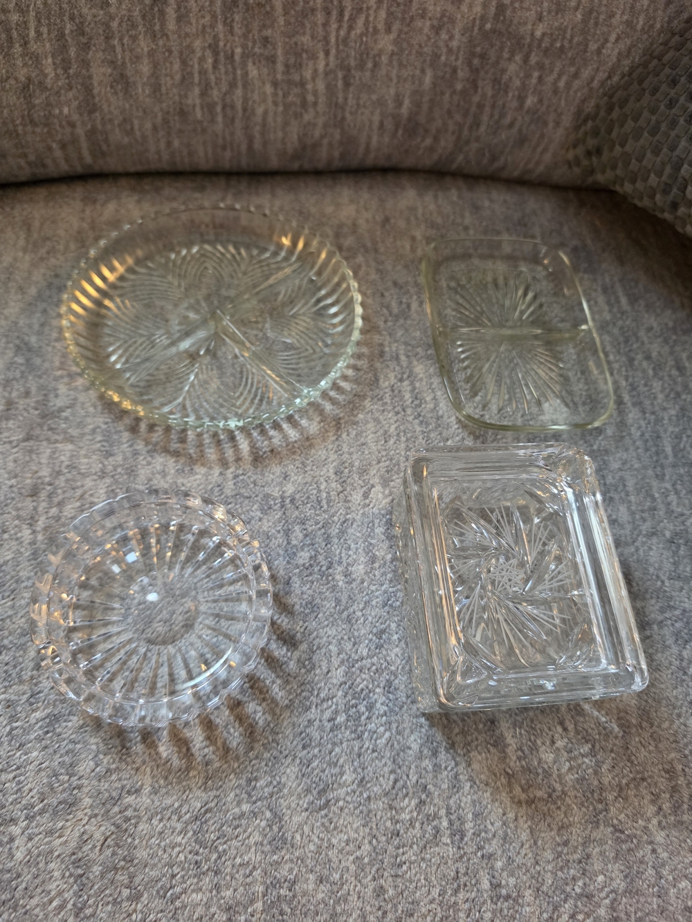 Vintage Mid-Century Clear Glass Vanity & Hostess Lot